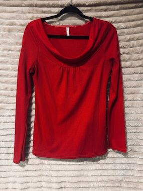Old Navy Red Long-Sleeve Cowl Neck Top